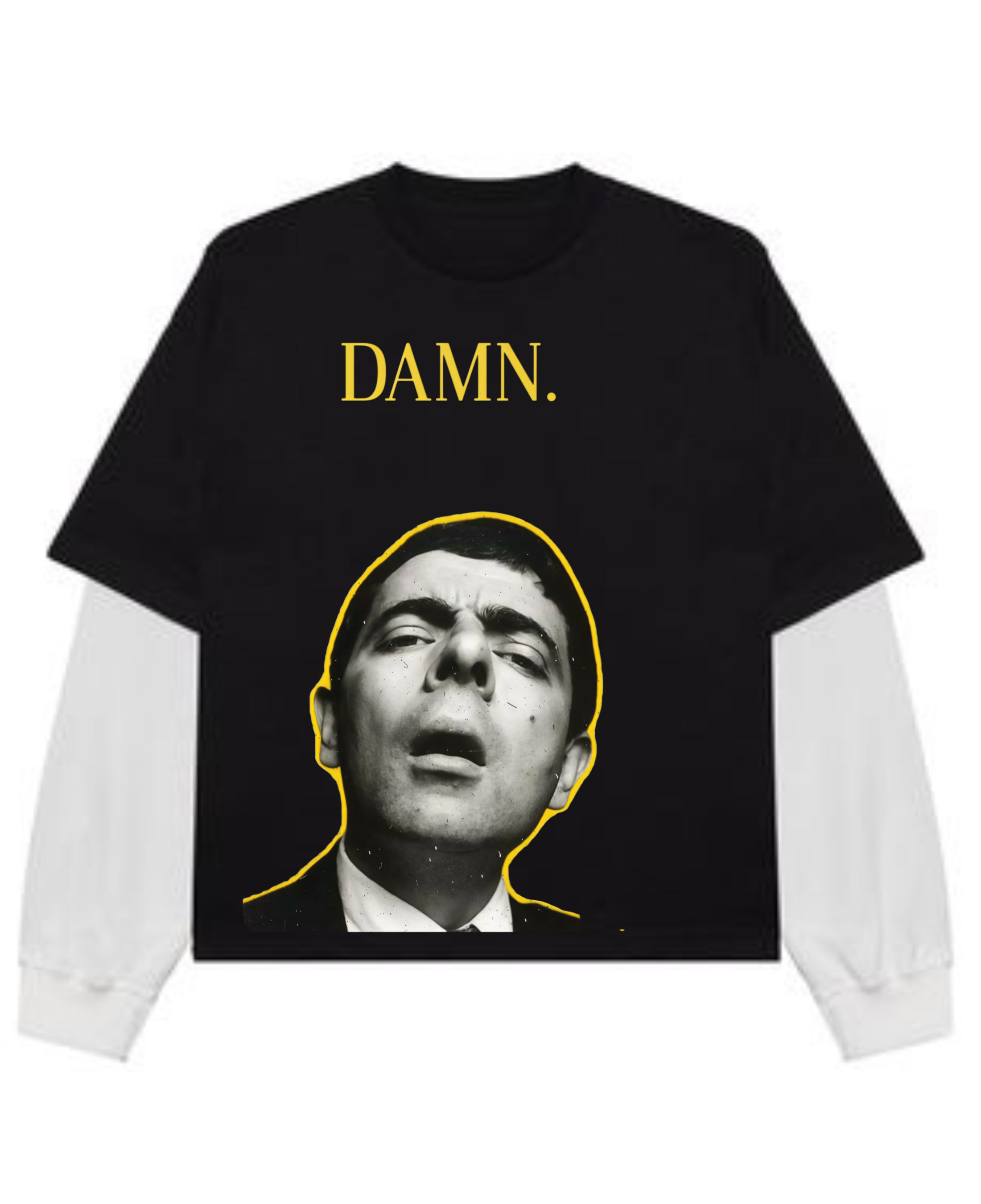 Black With White Sleeve Oversized Tee Front Design