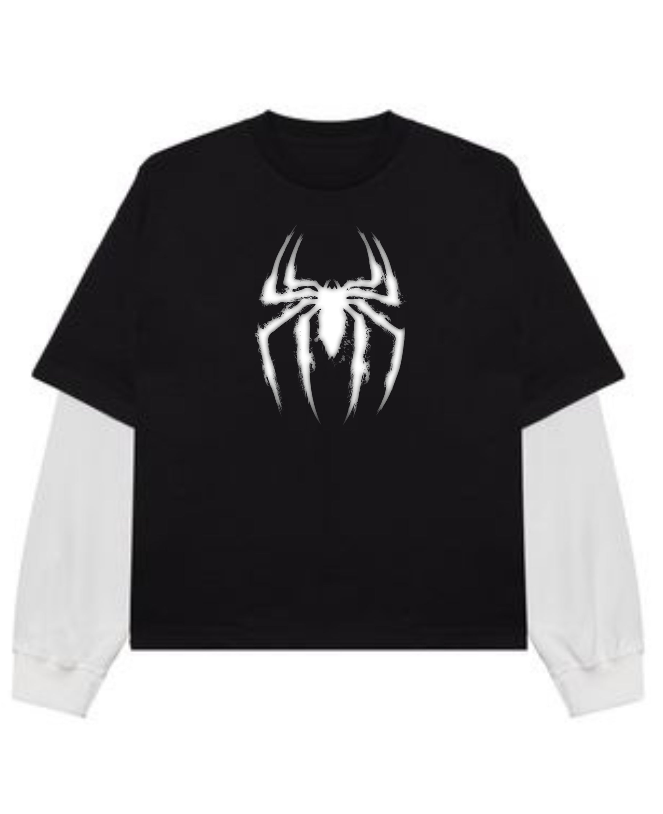 Black With White Sleeve Oversized Tee Front Design